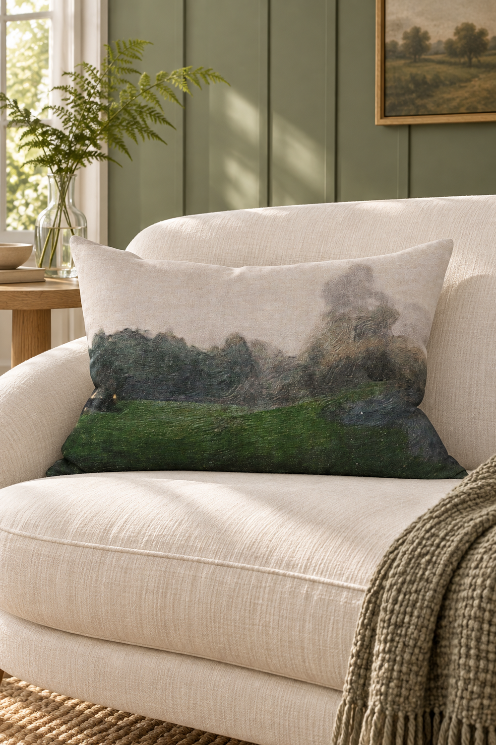 Dusk at Huka Linen Lumbar Cushion