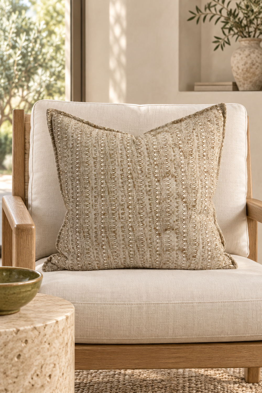 EADIE Lowan Cushion - Natural/Chocolate - 50 cm