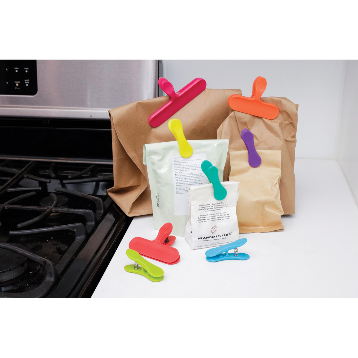 Rainbow Bag Clips - Assorted Sizes, Set of 8 - 3