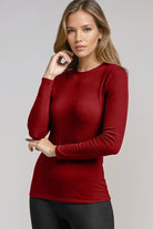 PAULA RYAN Easy Fit Crew Neck Top -  Red Merino - Paula Ryan