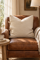 Flax Tie Cushion - Natural styled in sitting room