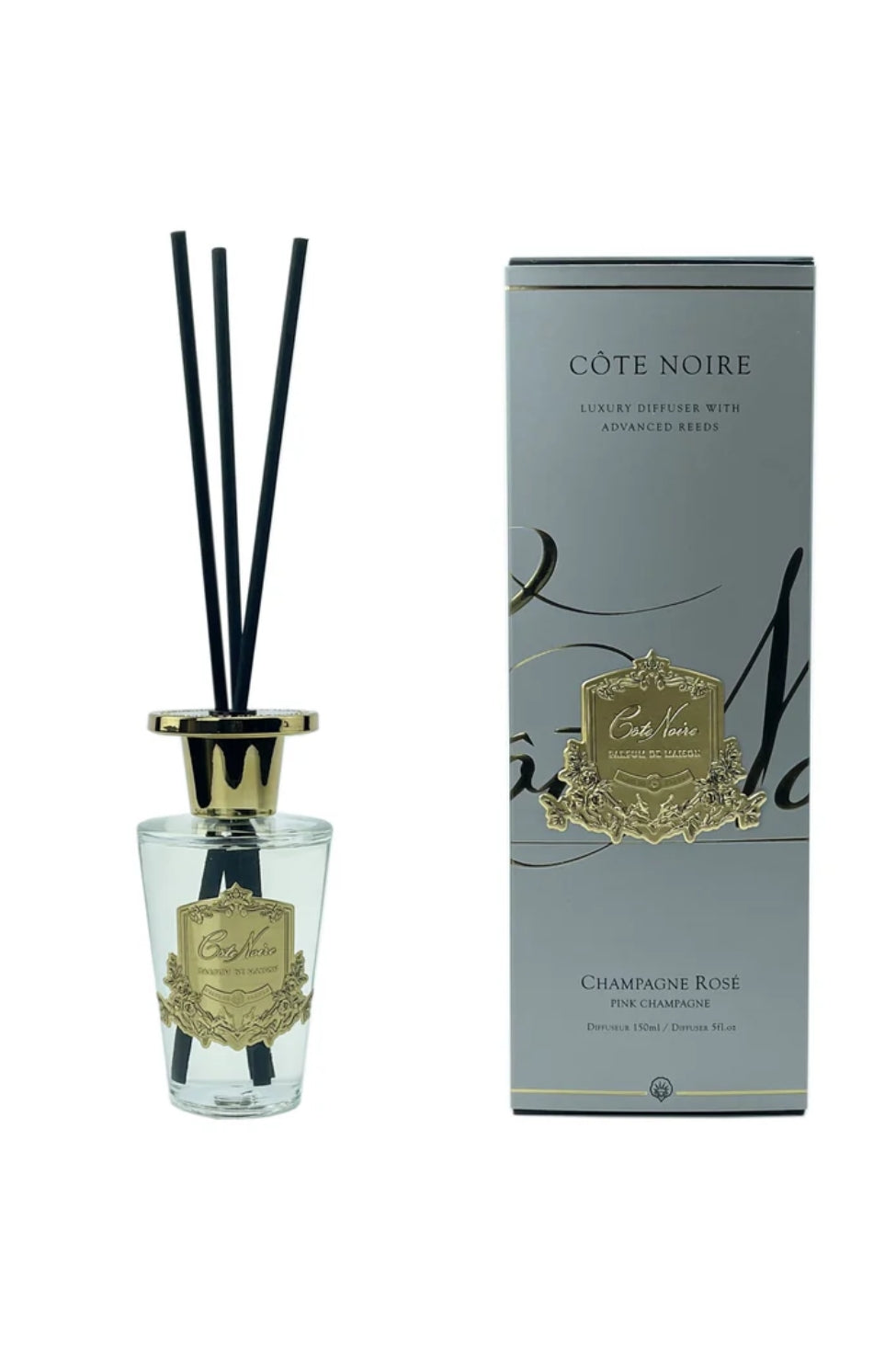 COTE NOIRE Pink Champagne - 150ml Gold Diffuser Set - Magpie Style