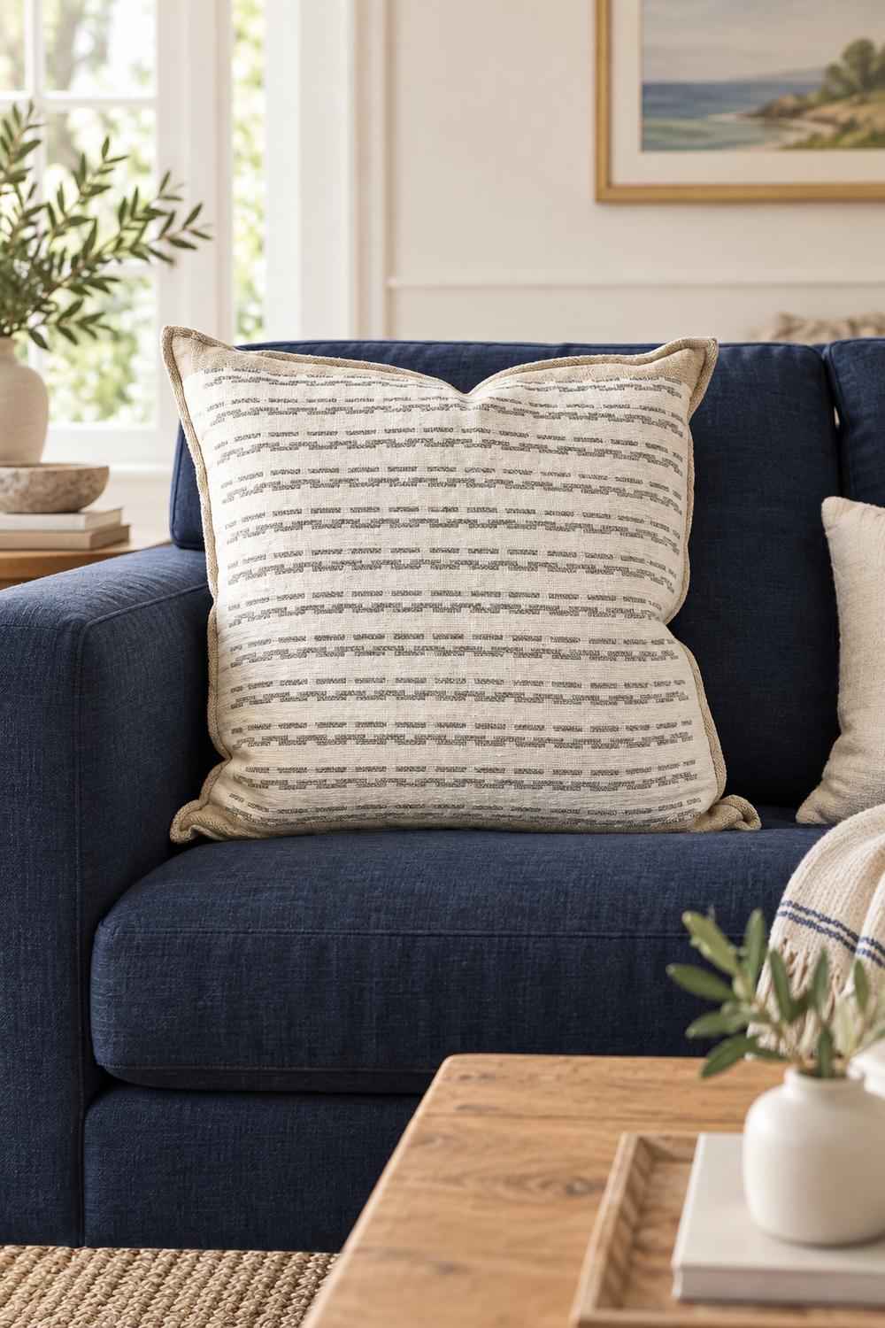 Hagen Cushion - Off White/Slate - 50cm
