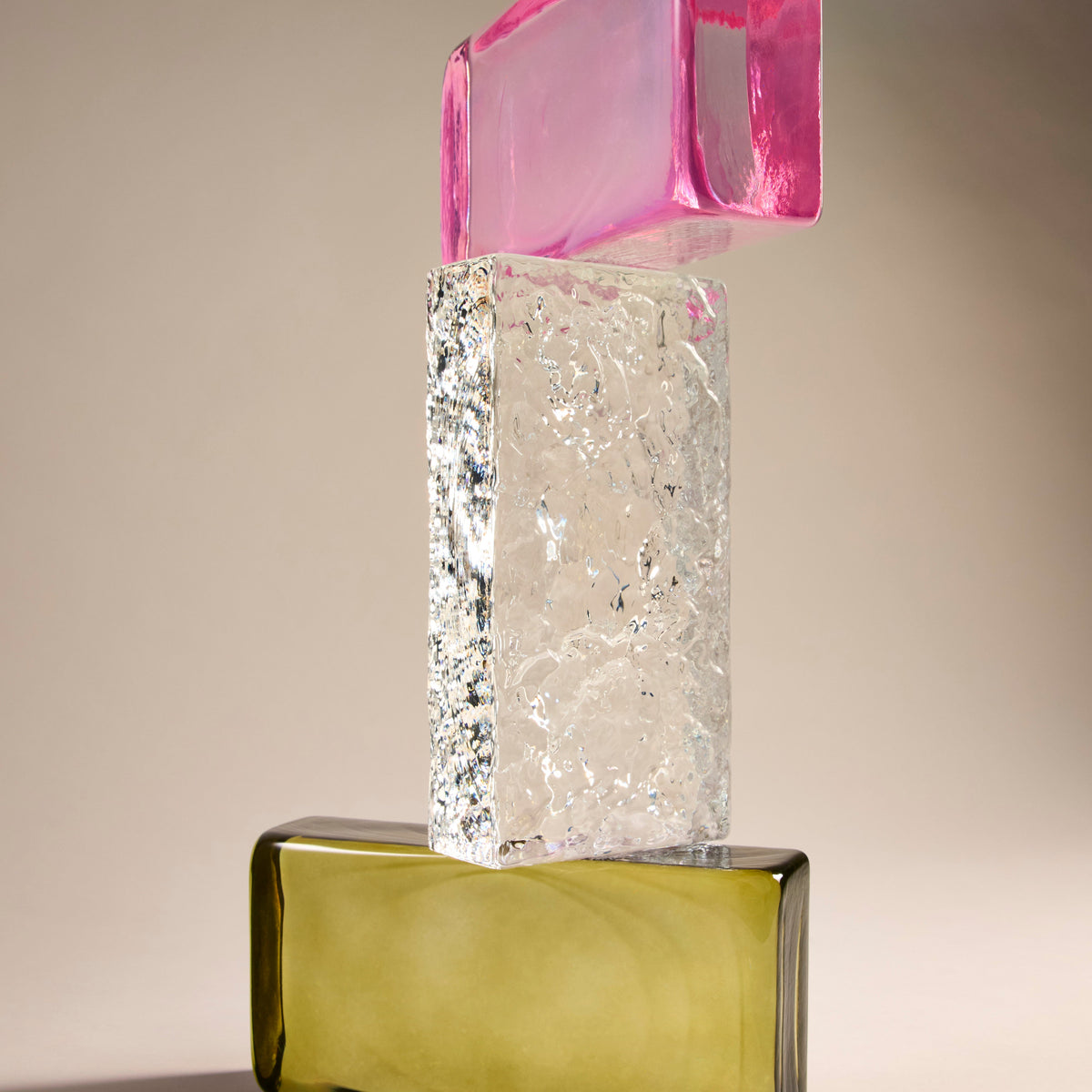 Bernard Glass Brick Sculpture - Pink - 3