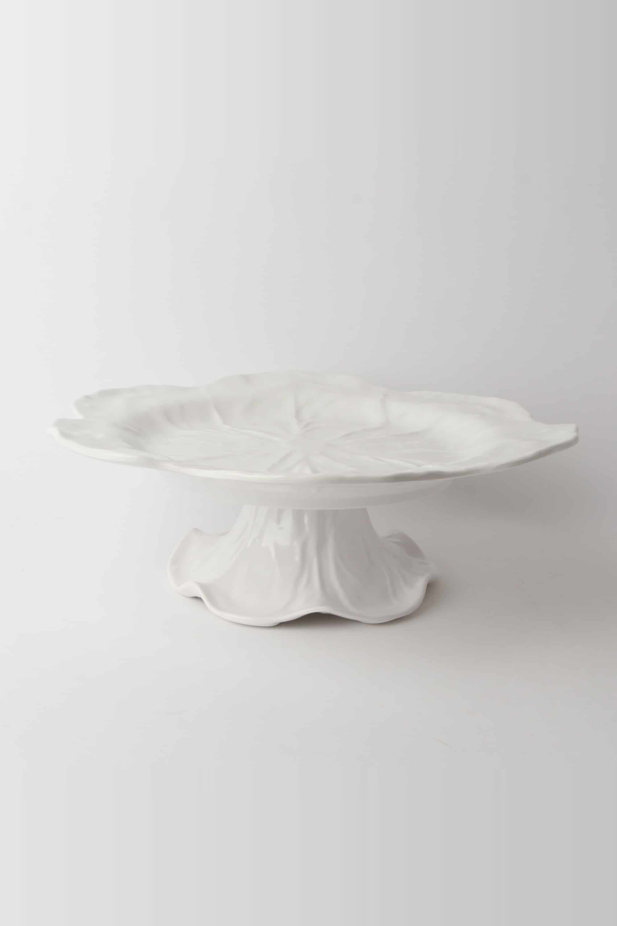 Melamine cabbage cake stand in White