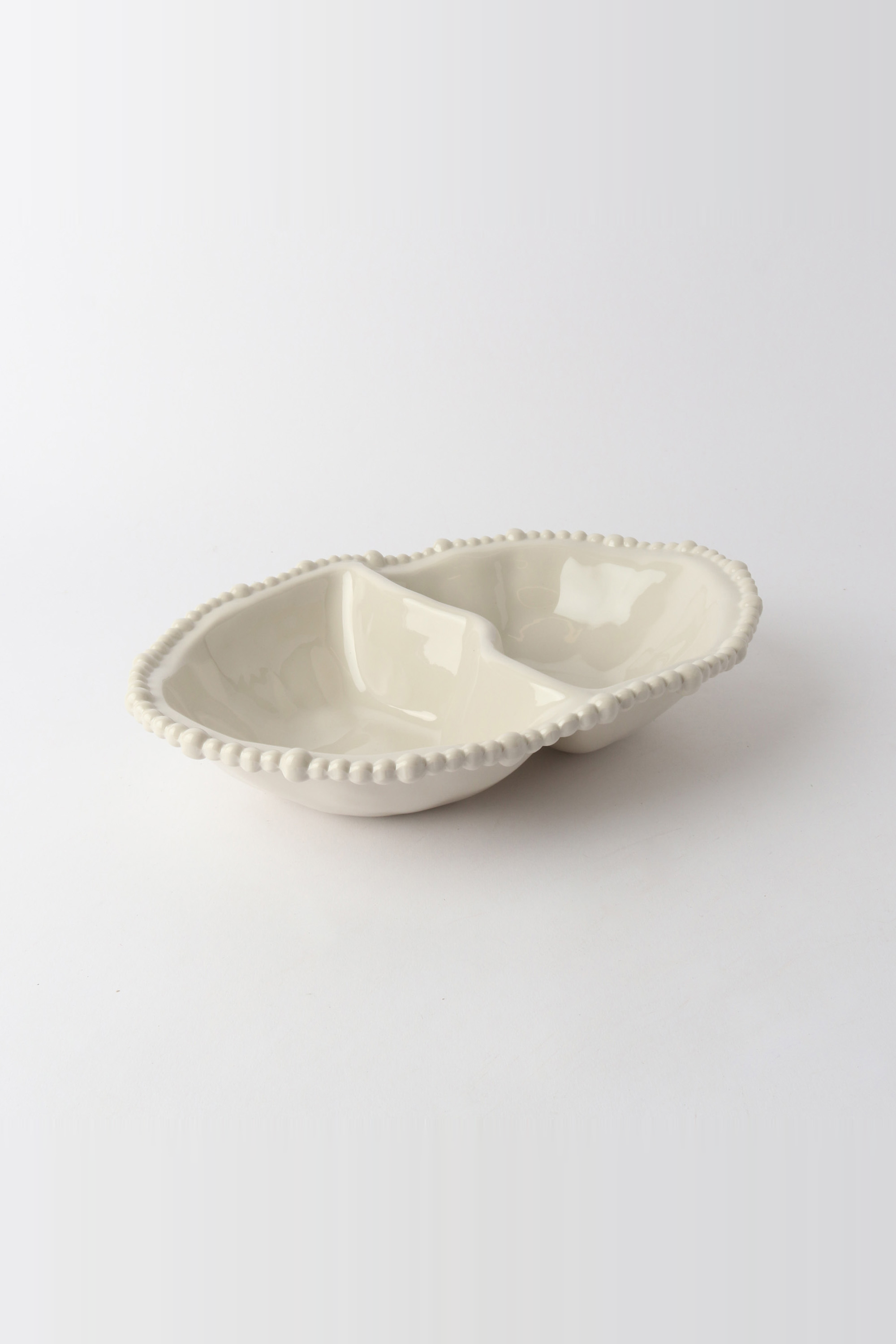 Le Forge melamine pearl double serving bowl in Sand