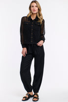 365 DAYS Leni Cuffed Linen Pants - Black, supplier photo 4