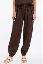 365 DAYS Leni Cuffed Linen Pants - Chocolate, supplier photo 2