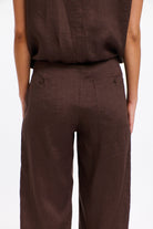 365 DAYS Leni Cuffed Linen Pants - Chocolate, supplier photo 4