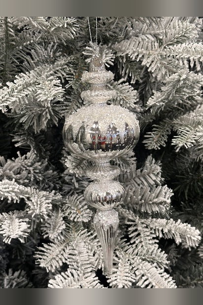 White and Silver Glass Spear Ornament