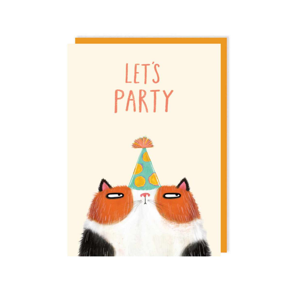Let's Party Cat Birthday Card by Charley Rabbit