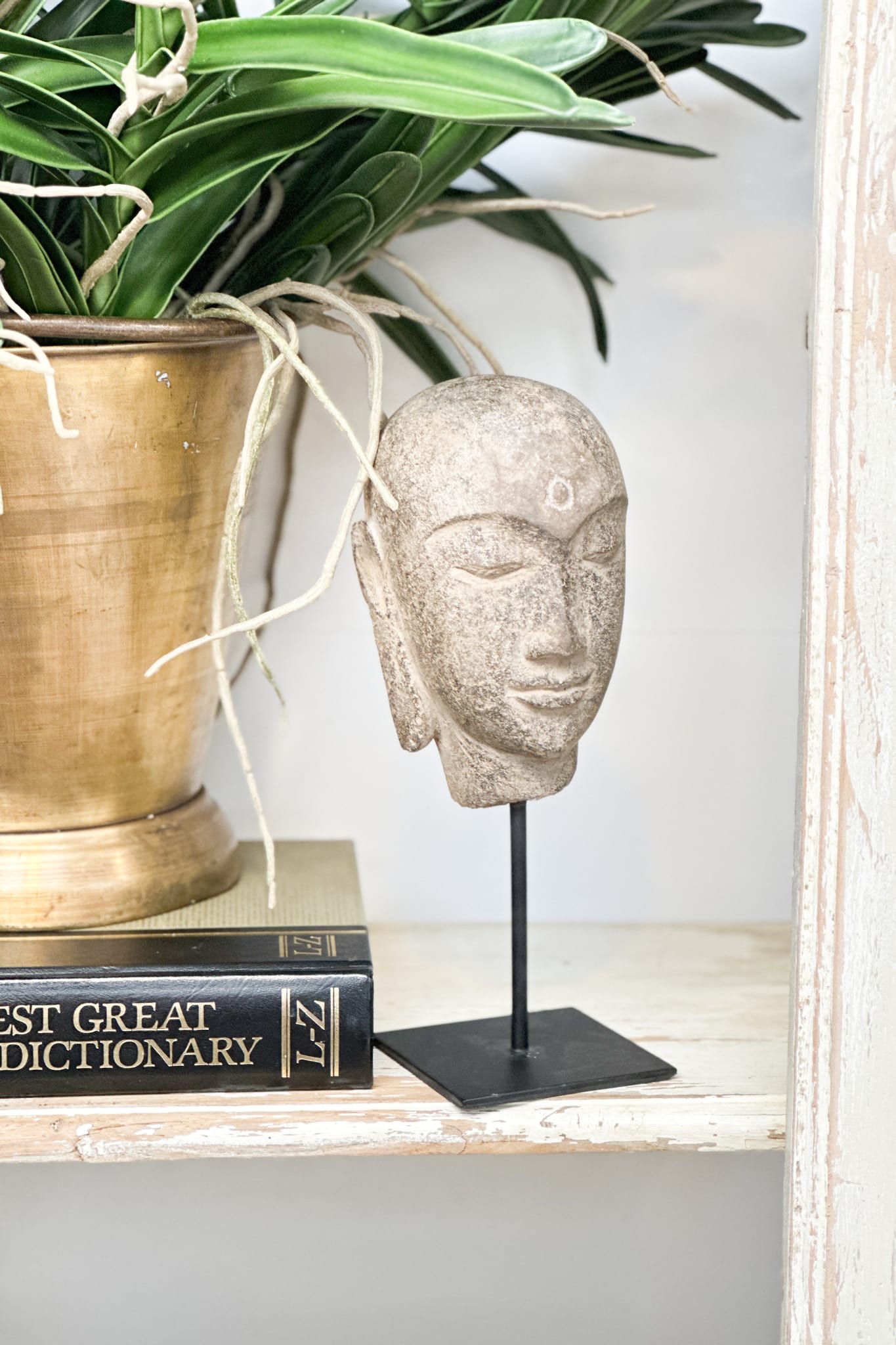 Hand Carved Stone Zen Buddha Head on Stand - Medium - Magpie Style