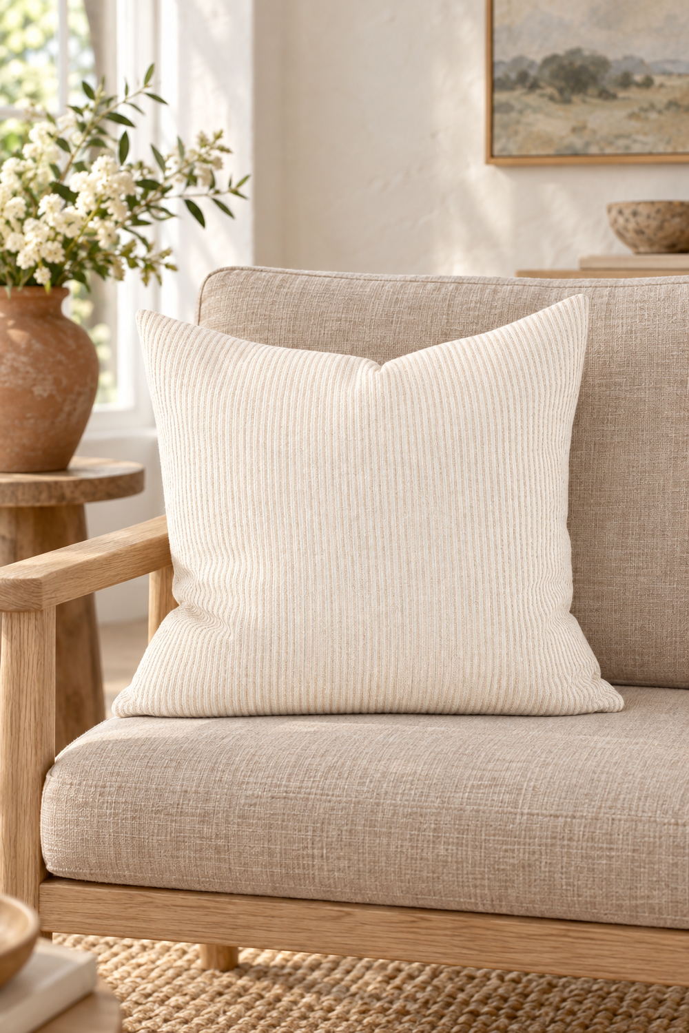 Marina Bay Cushion Natural Stripe - 50cm