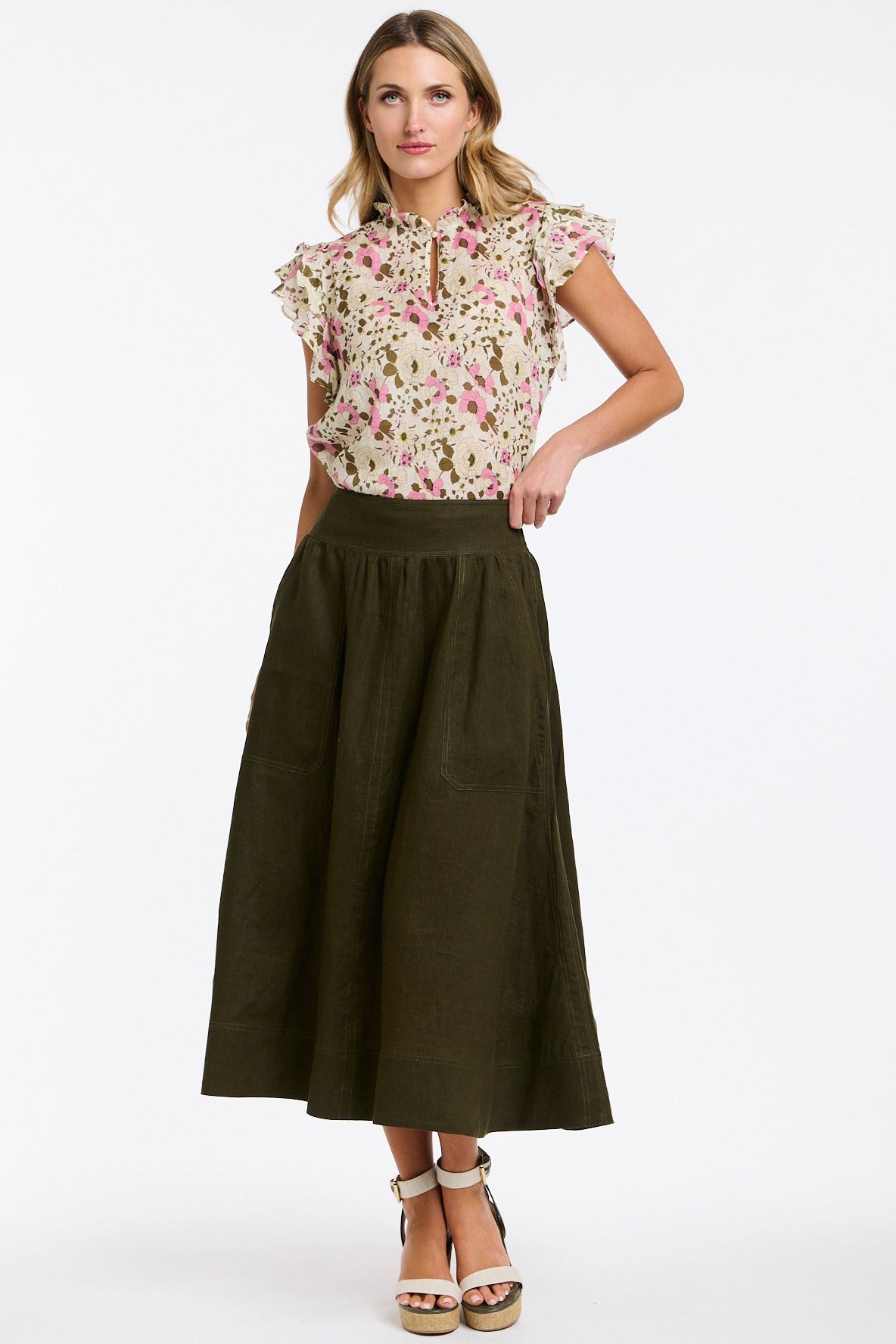 365 DAYS Marion Linen Skirt - Khaki, supplier photo 1