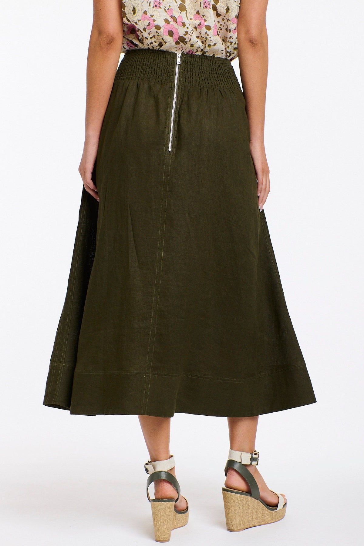 365 DAYS Marion Linen Skirt - Khaki, supplier photo 3