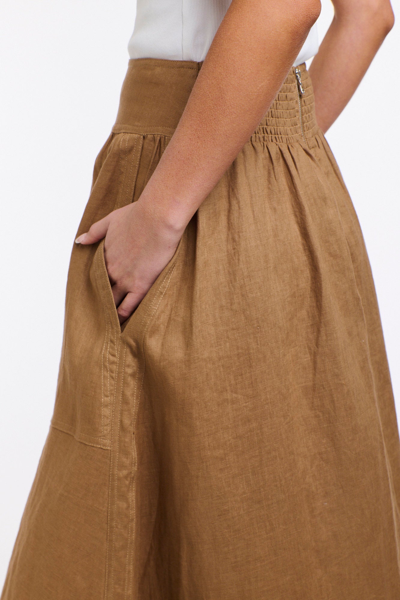 365 DAYS Marion Linen Skirt - Toffee, supplier photo 3