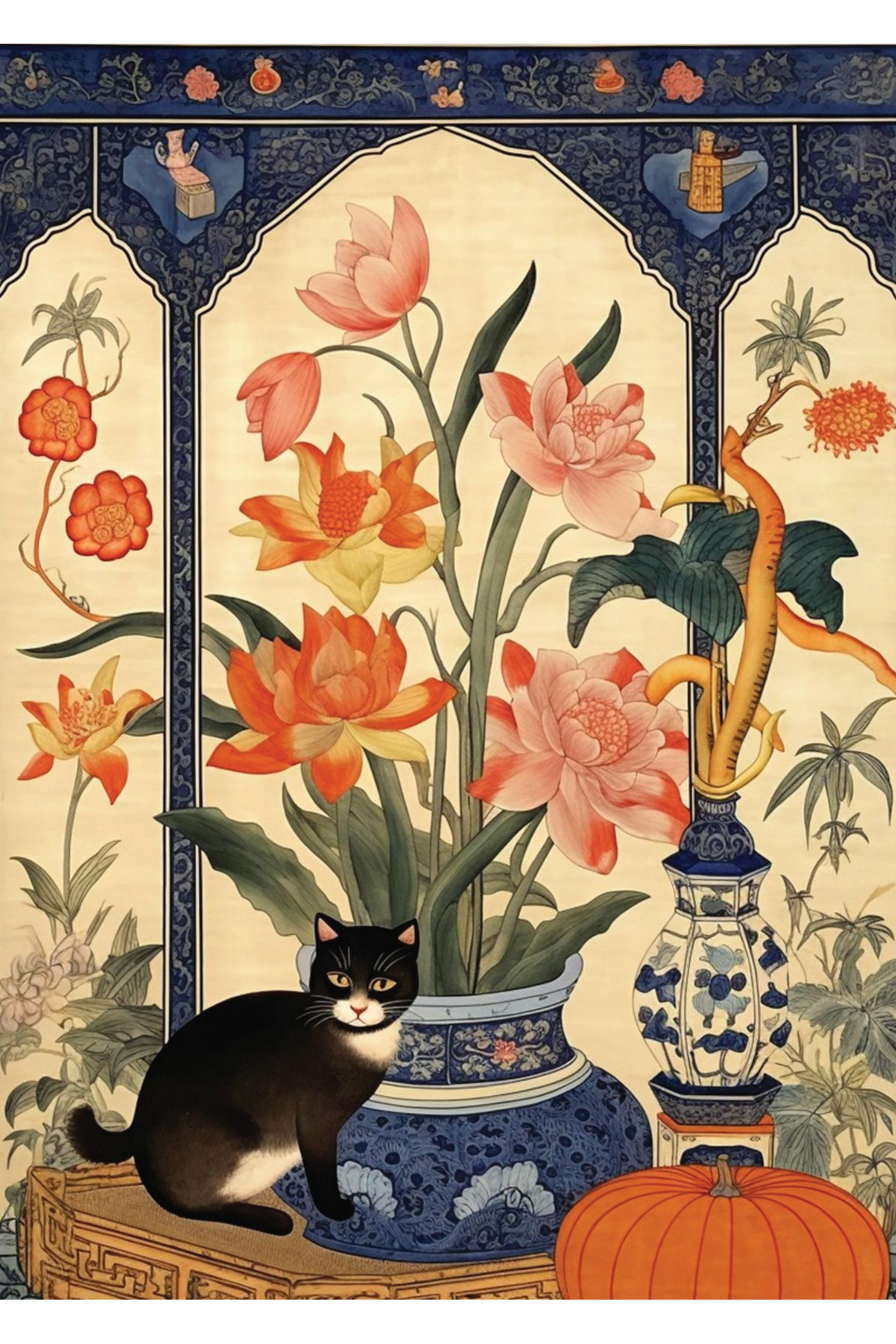 Card - Cat Near Flowers