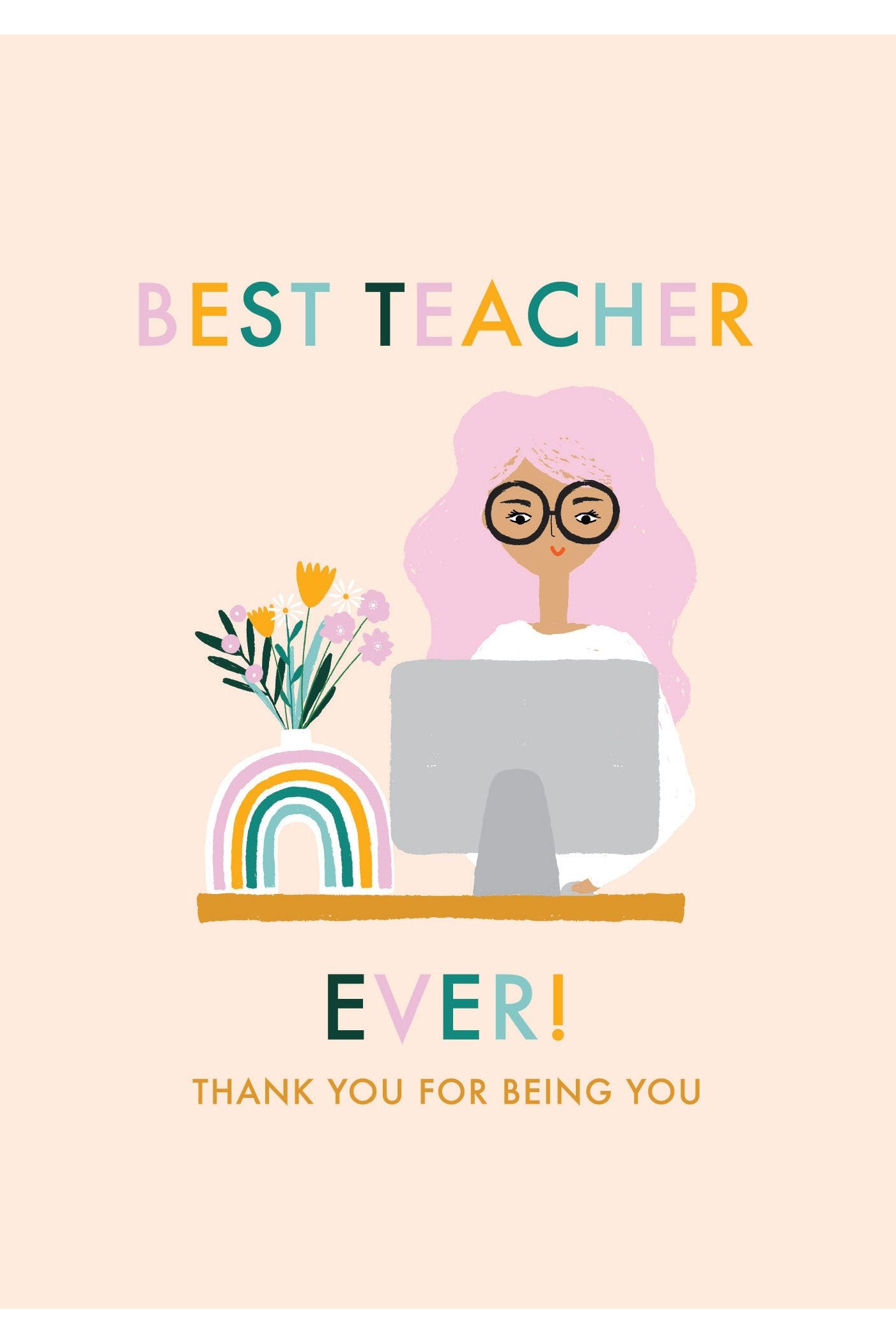 Card - Best Teacher Pink - complete artwork