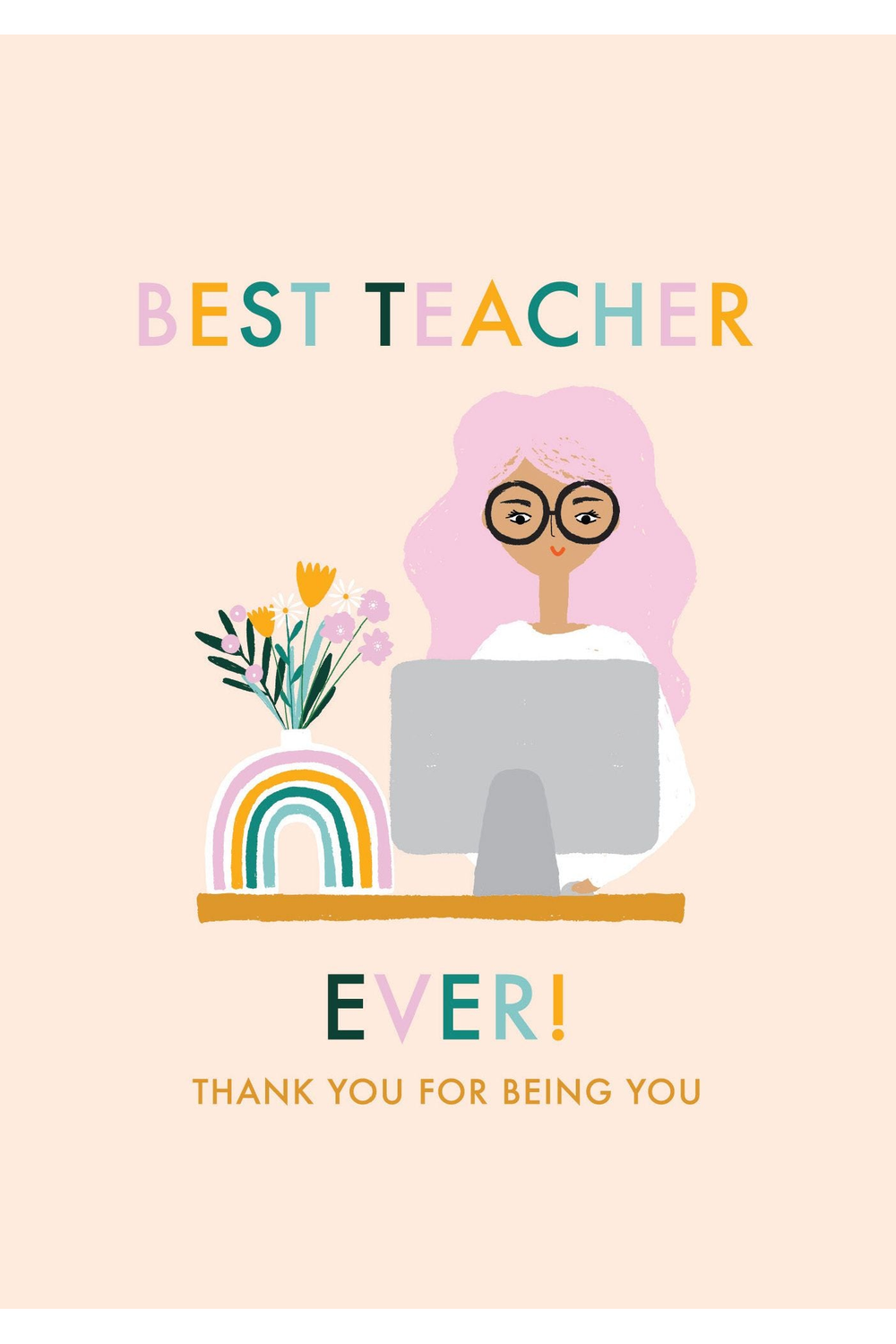 Card - Best Teacher Pink