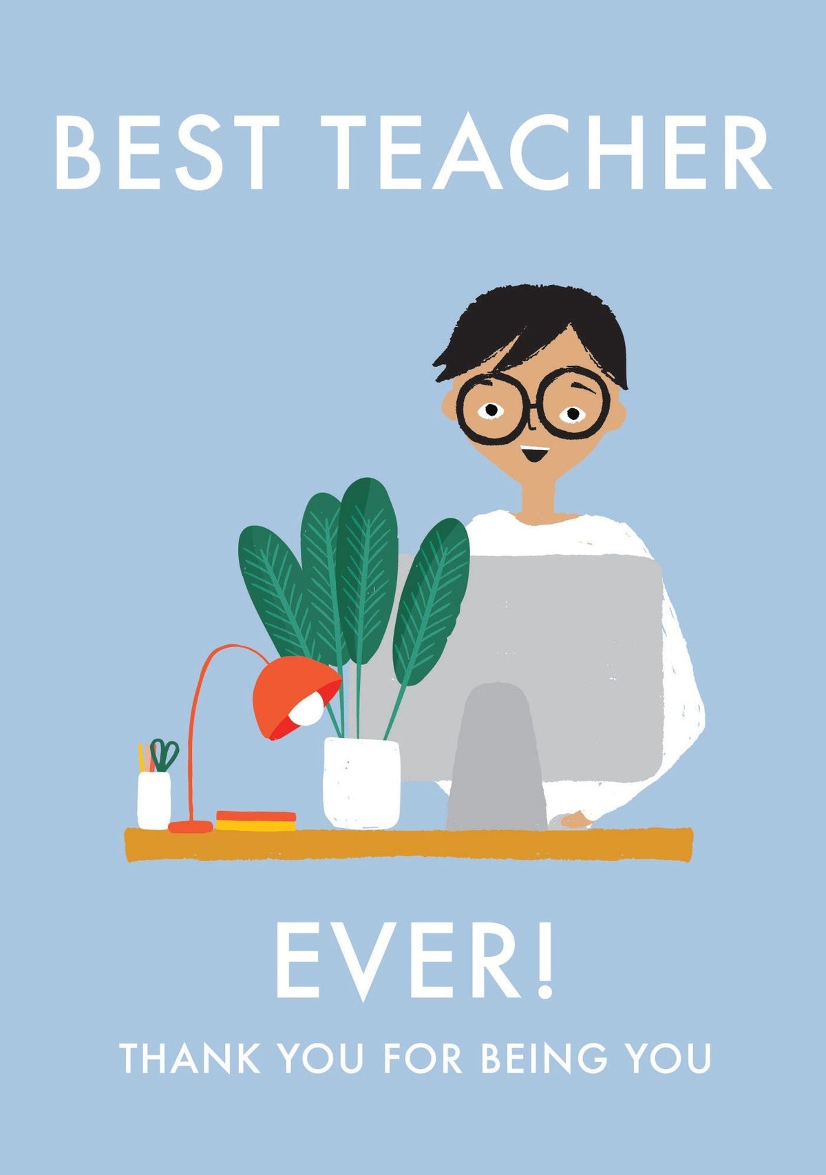 Card - Best Teacher Blue - original artwork