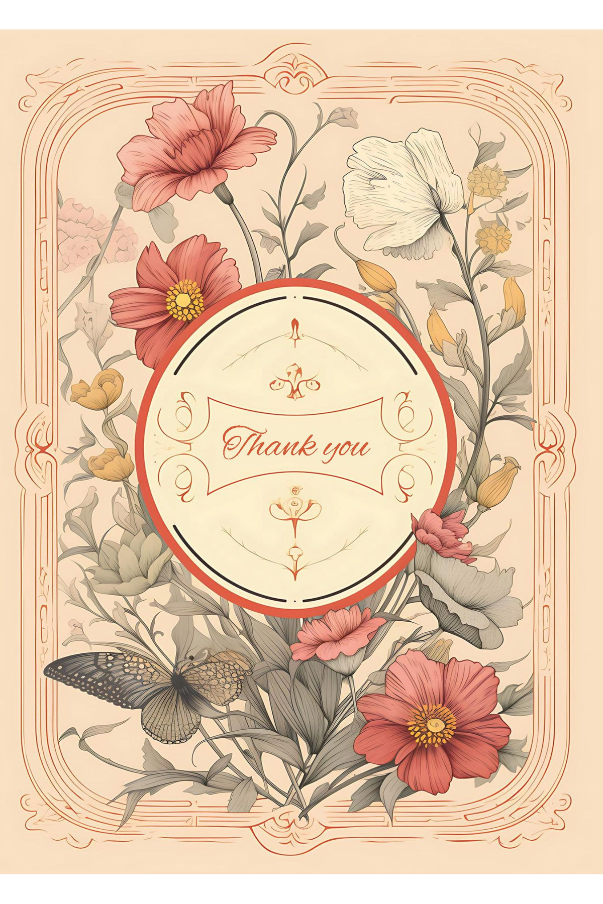 Card - Floral Thank You - complete artwork