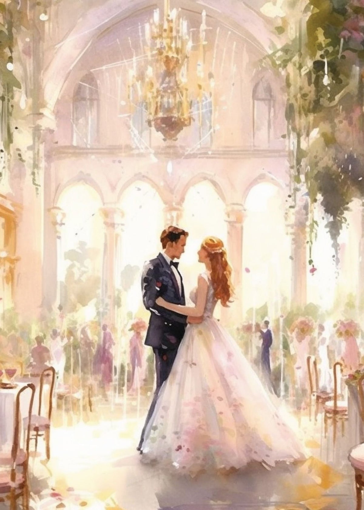 Card - Dancing Bride & Groom - original artwork