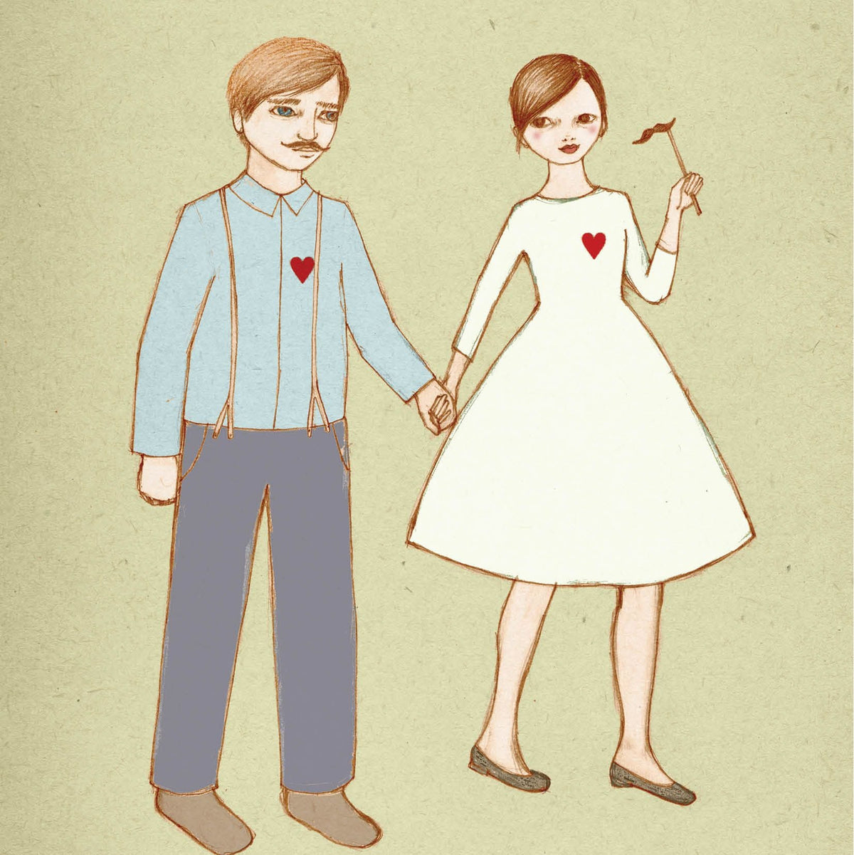 Card - Heartfelt Couple - original artwork