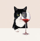 Card - Tuxedo Cat & Red Wine - original artwork