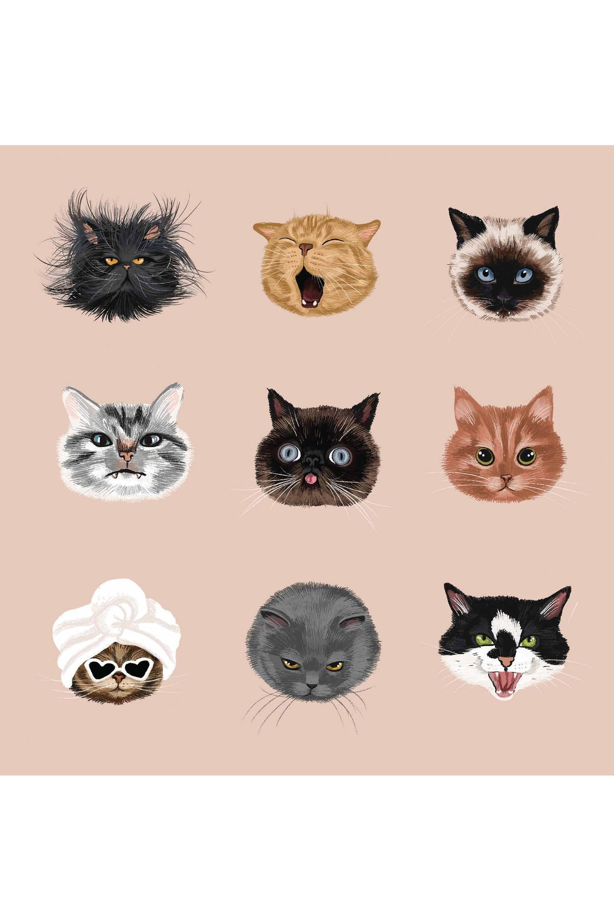 Card - Group of Cats - complete artwork