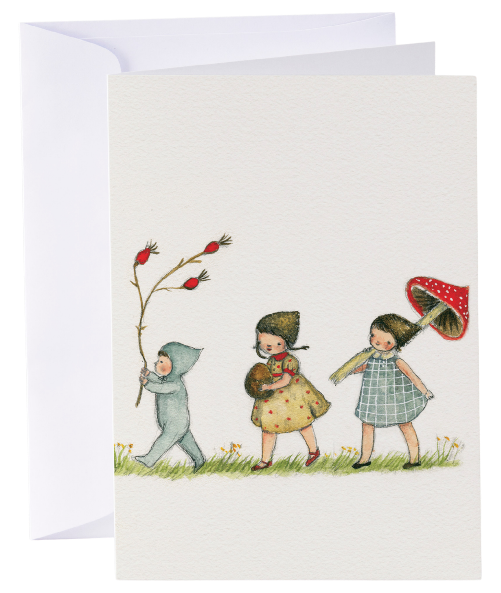 Card - Three Little Girls - original artwork