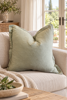 Soft Washed Linen Cushion - Sage - Magpie Style