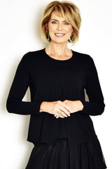 PAULA RYAN ESSENTIALS Box Pleat Long Sleeve Top - MicroModal