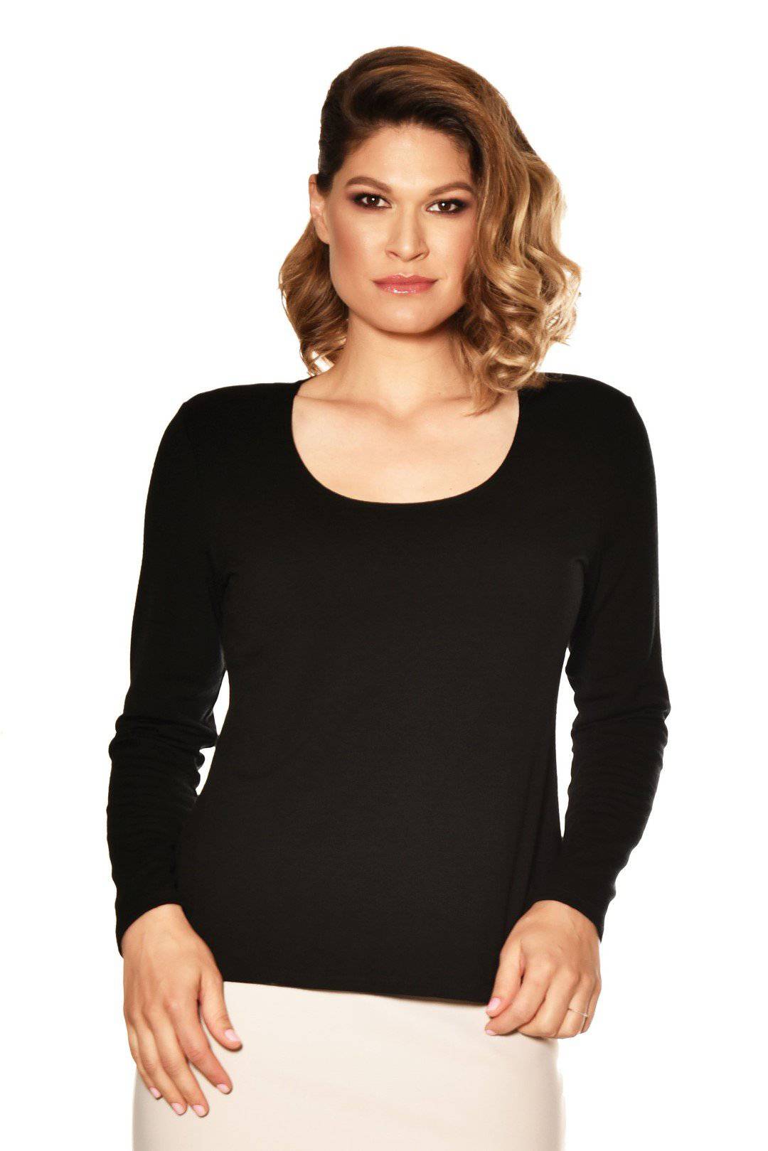 PAULA RYAN ESSENTIALS Easy Fit Long Sleeve Scoop Neck Top - Merino - Paula Ryan