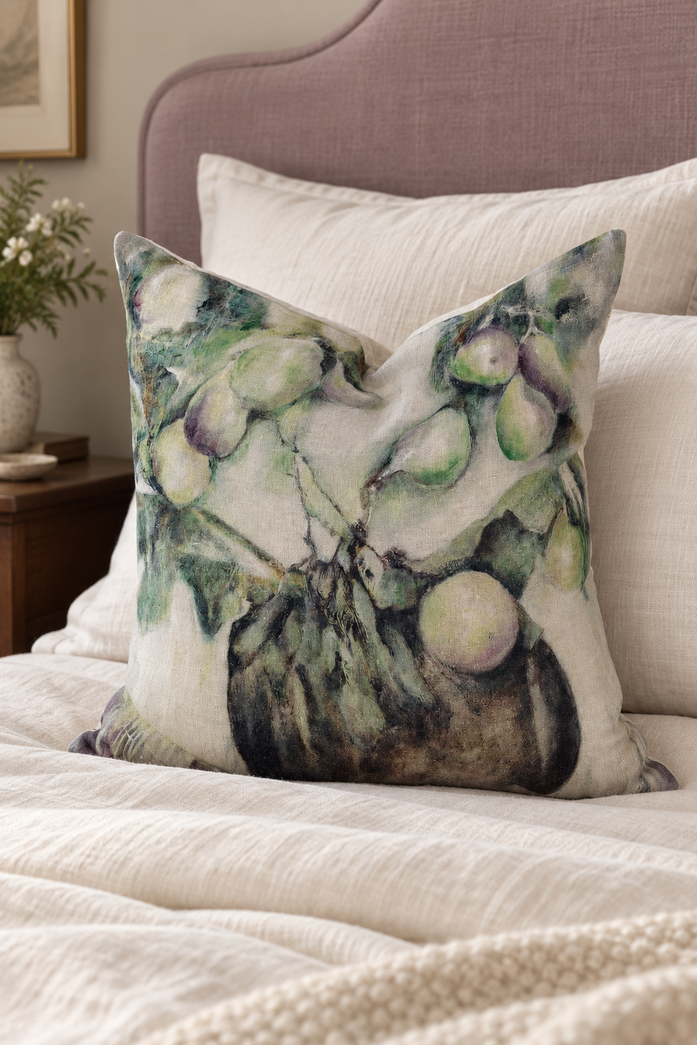 Ivy and Fig Linen Cushion