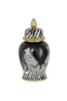 Zebra Temple Jar - Zebra/Gold 38cm - Magpie Style