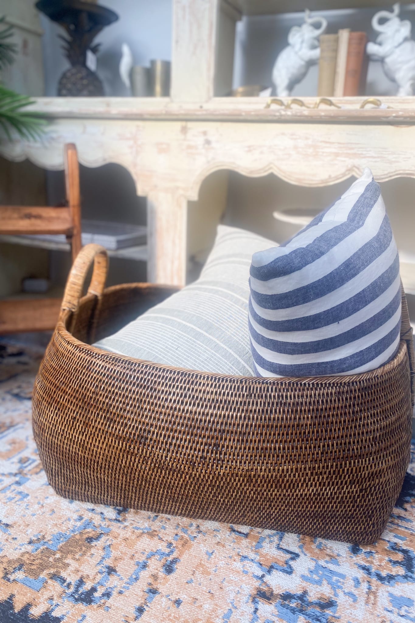 Rattan Family Basket with Handles - Magpie Style