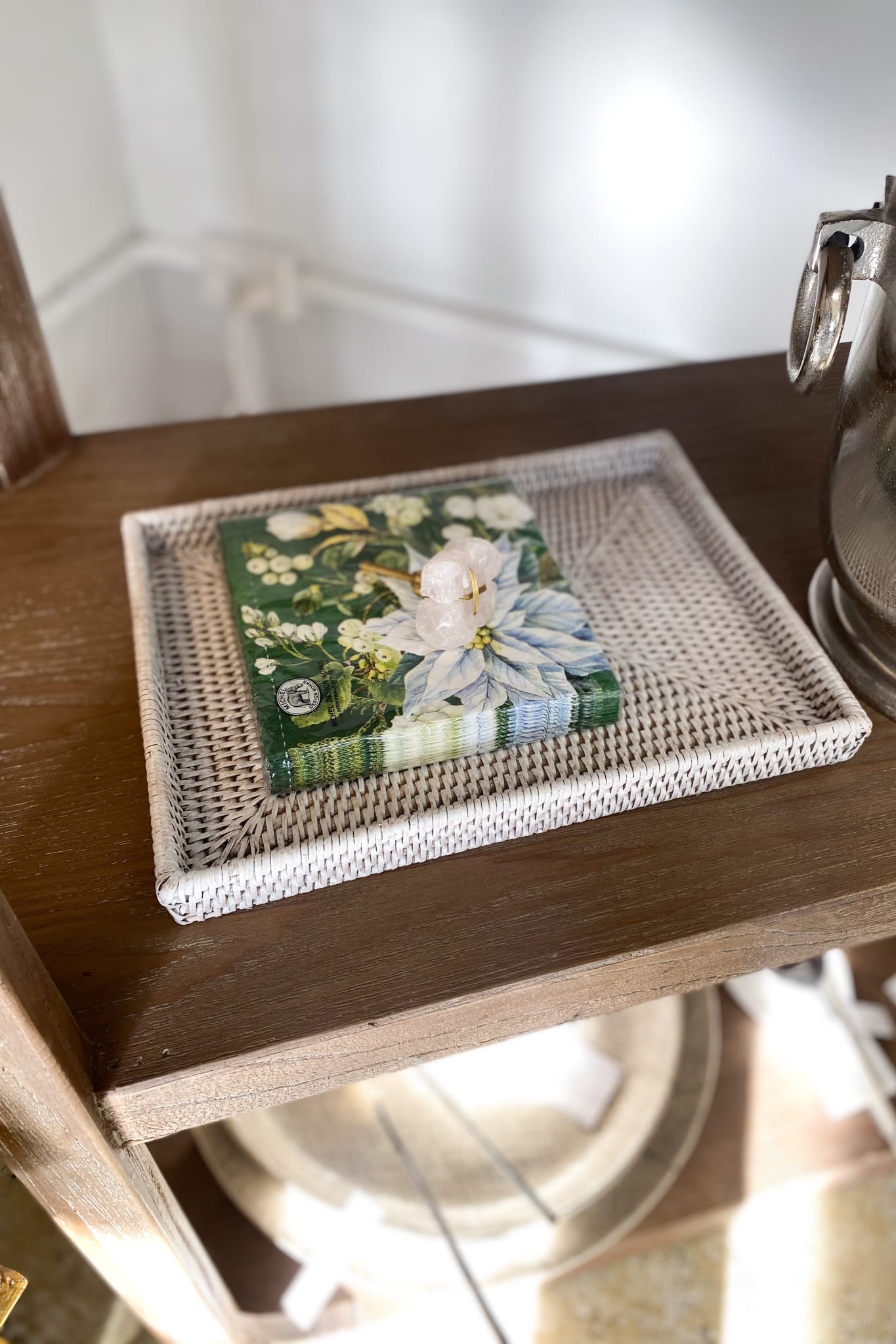 Rattan Rectangular Tray Medium - White Wash - Magpie Style