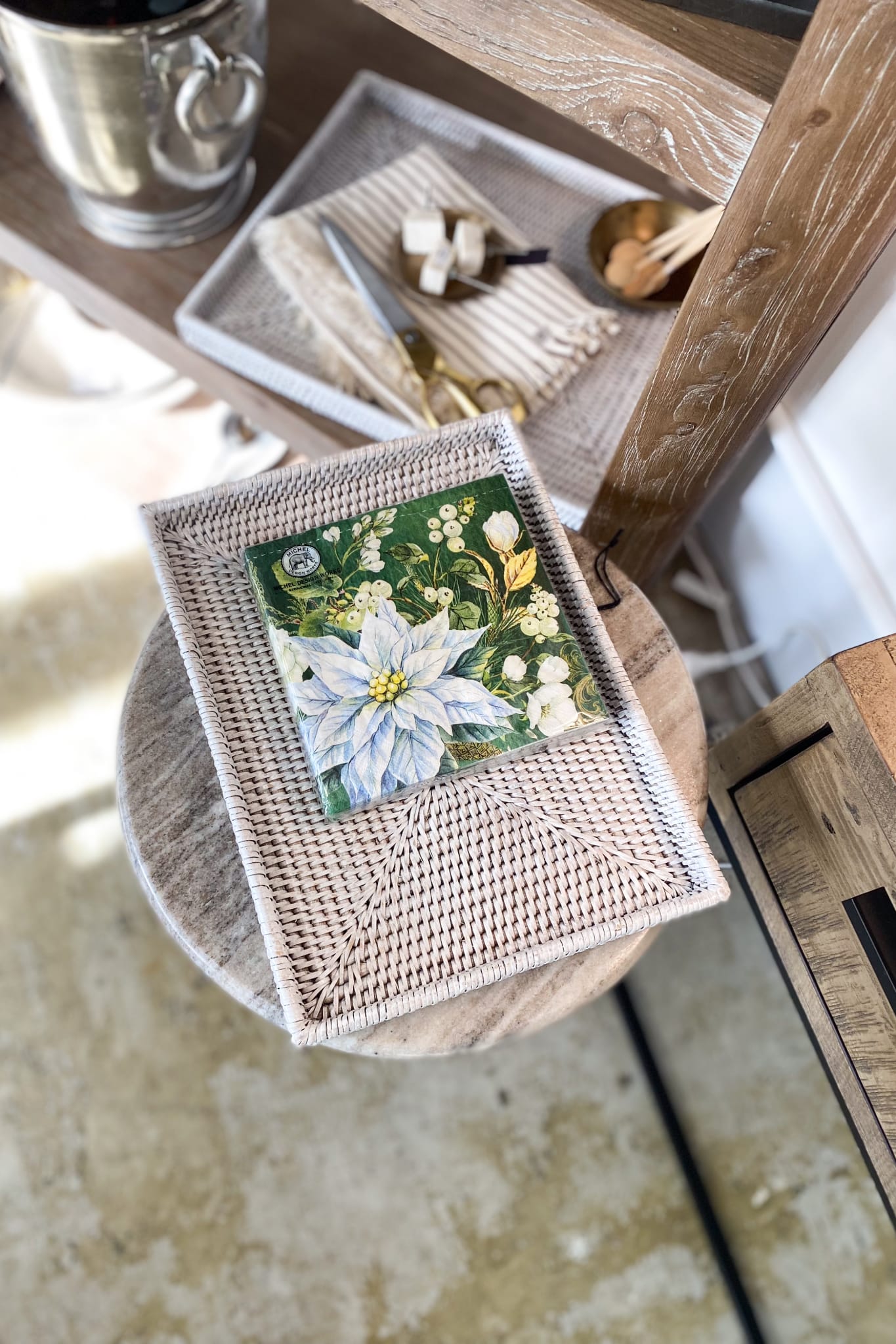 Rattan Rectangular Tray Medium - White Wash - Magpie Style