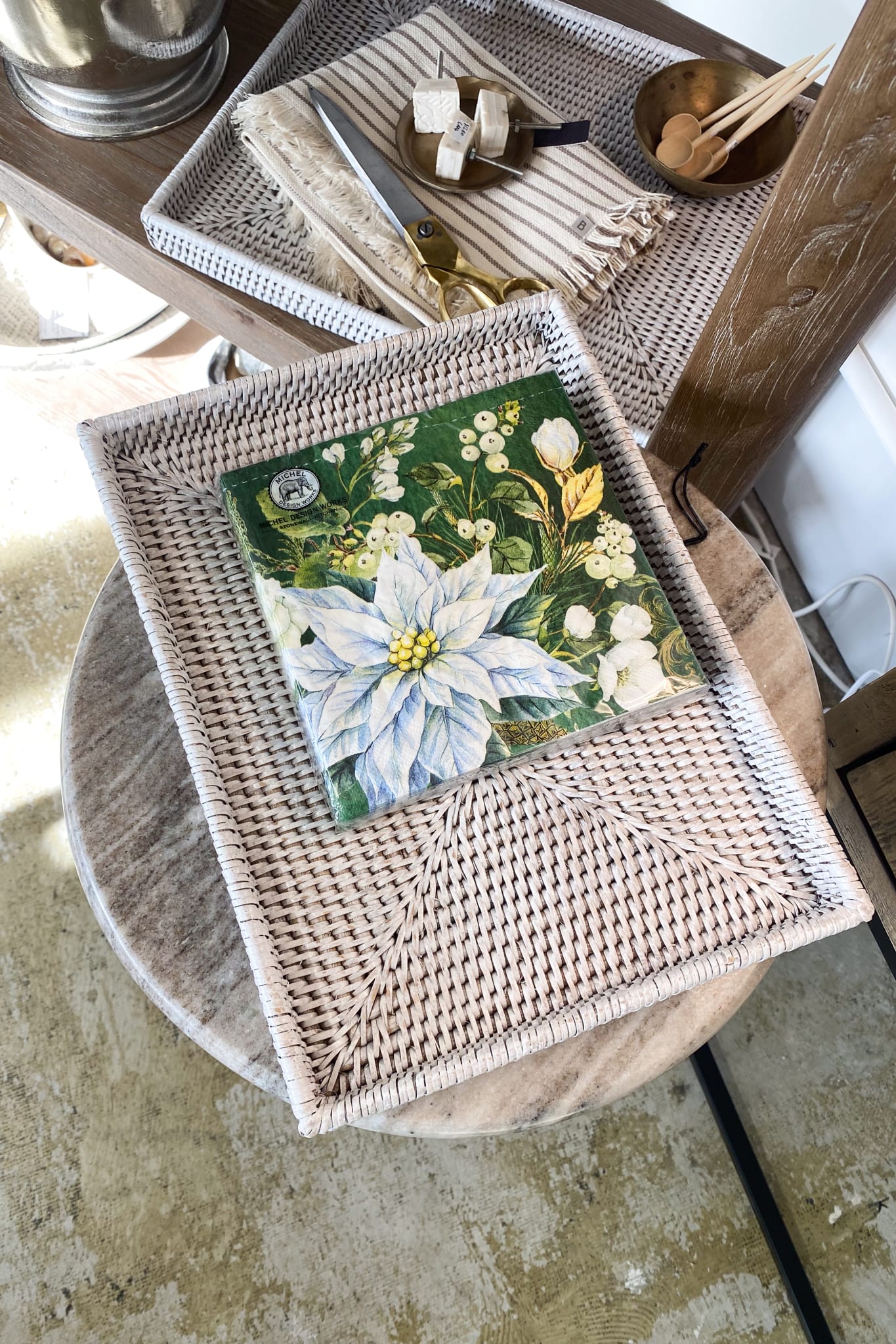 Rattan Rectangular Tray Medium - White Wash - Magpie Style