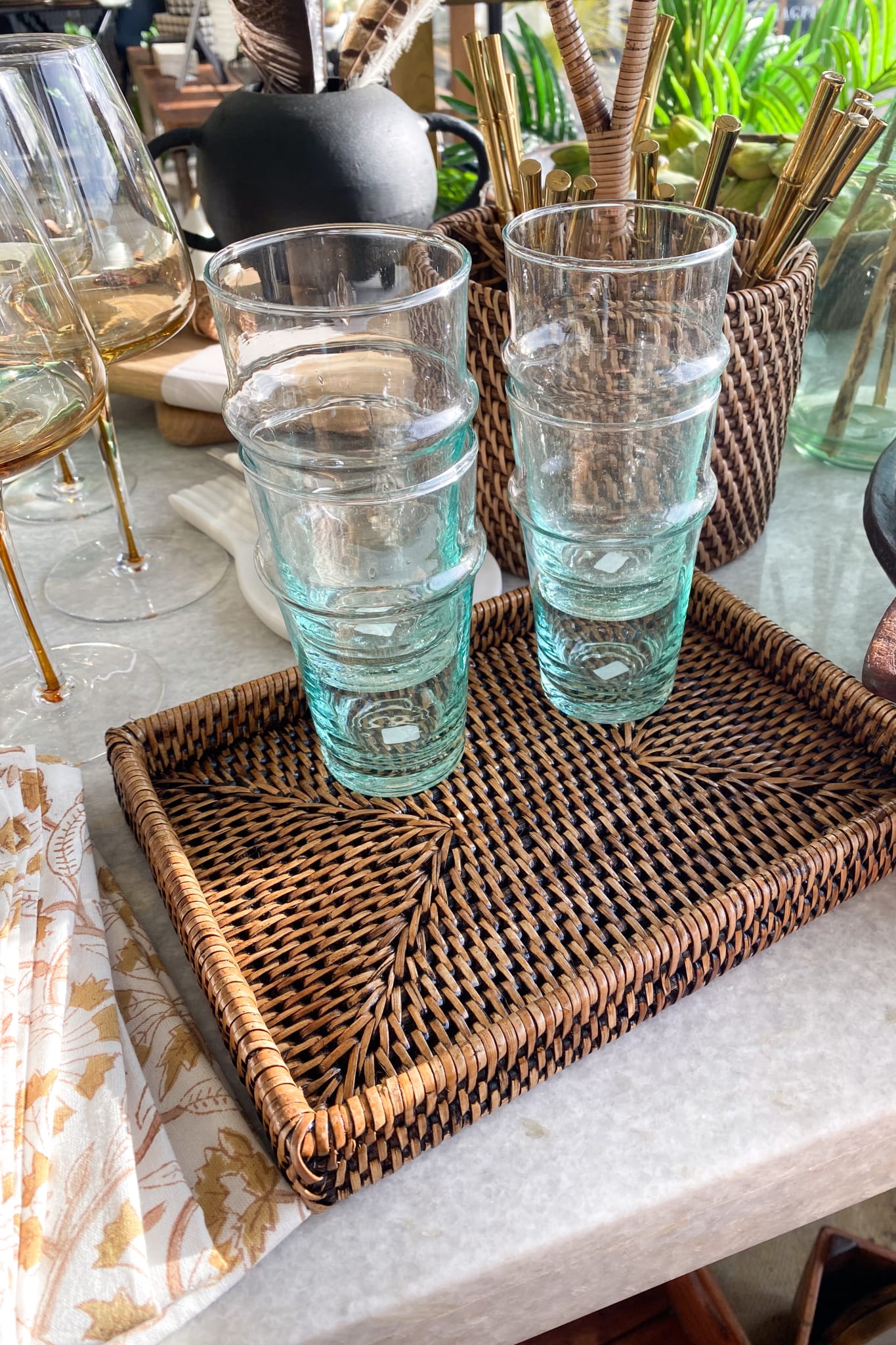 Mini Rattan Rectangle Tray - Antique Brown - Magpie Style