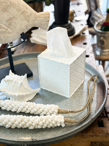 White Weave Cube Tissue Box