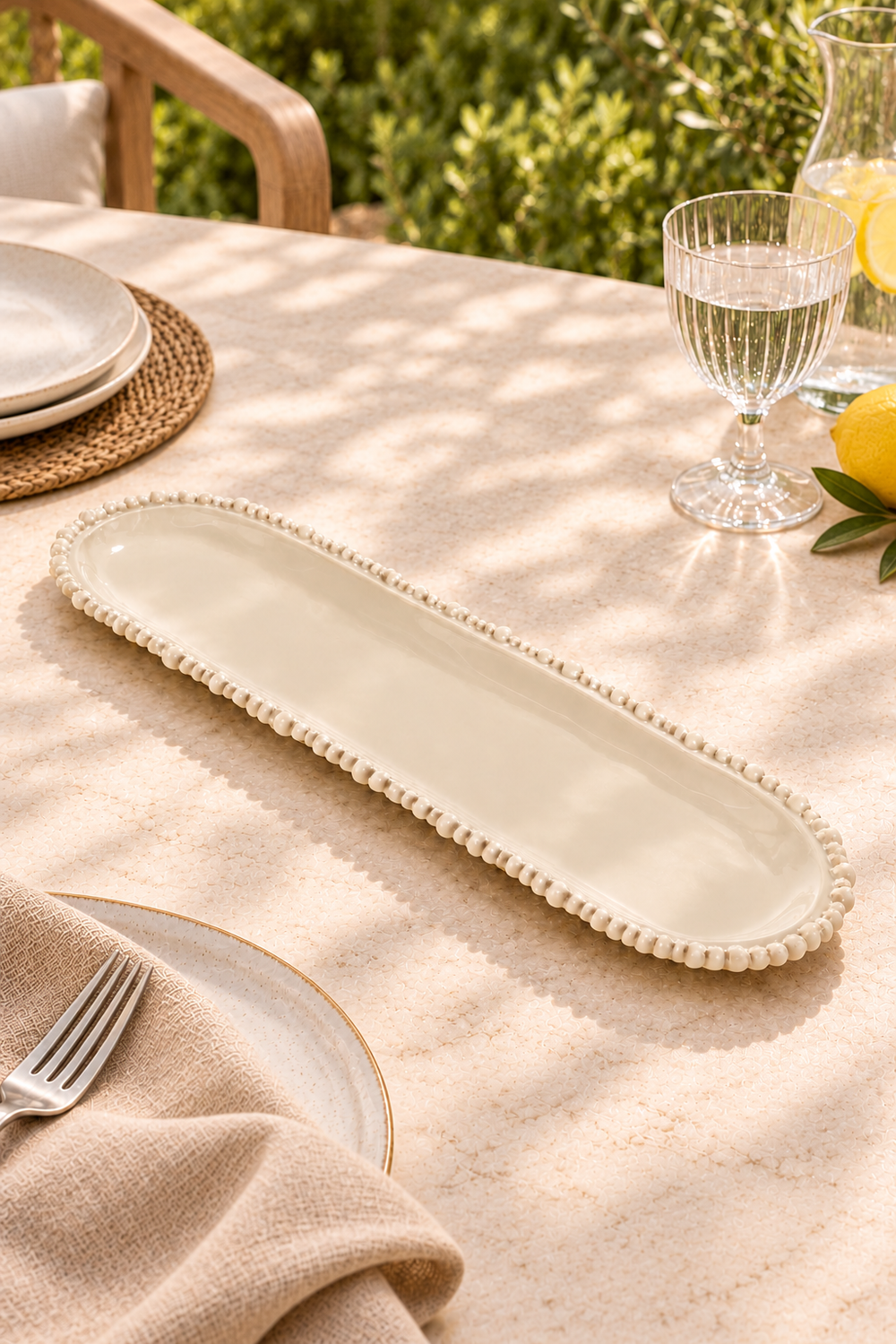 Sand Narrow Platter – Pearl Melamine