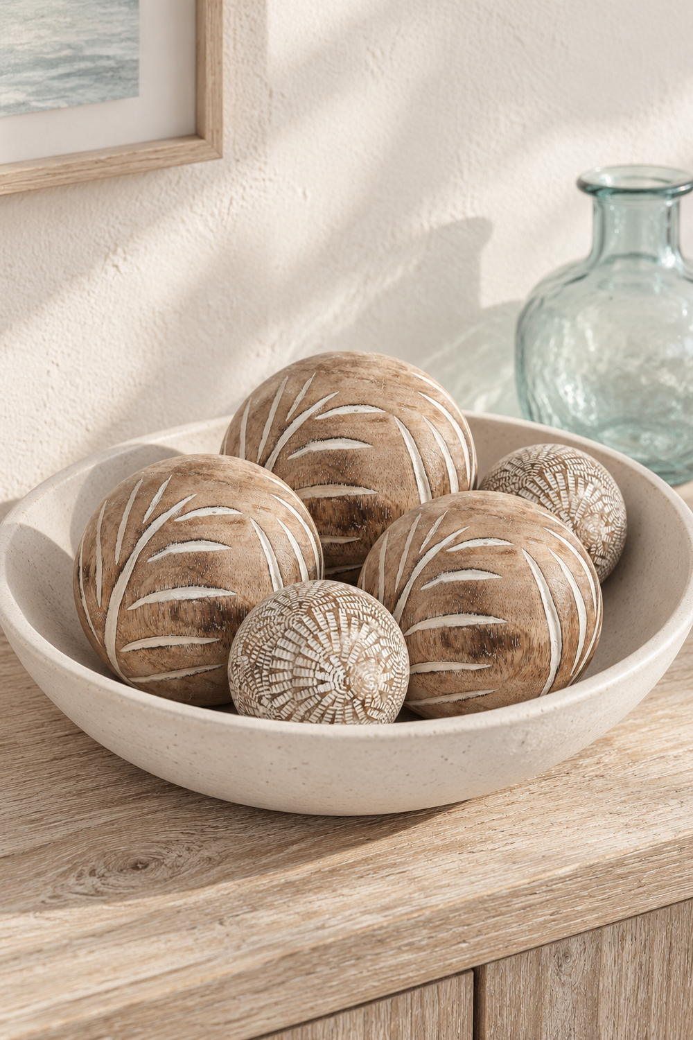 Spruce Hand Carved Wooden Ball 10cm