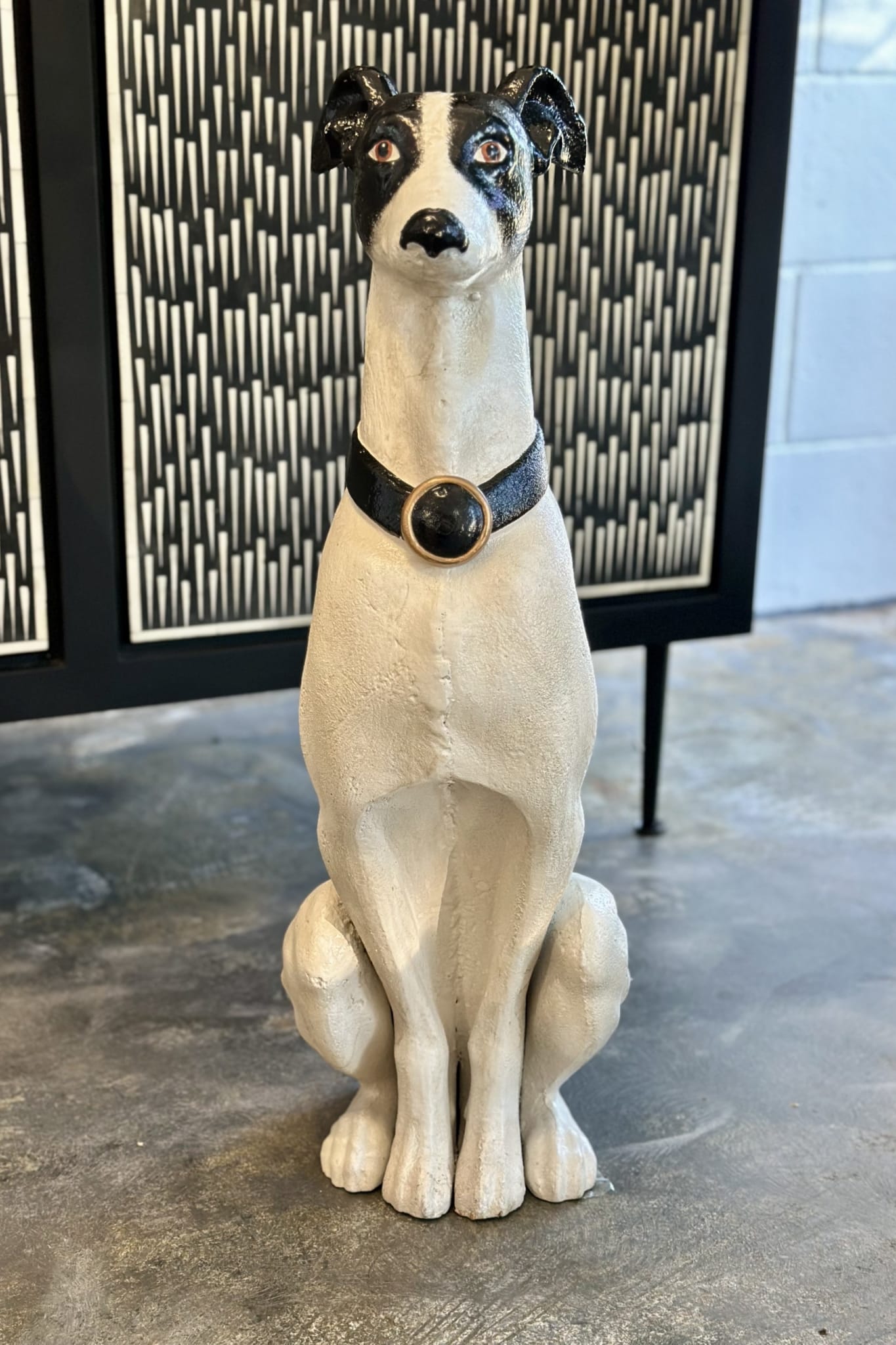 Large Black and White Greyhound - Magpie Style