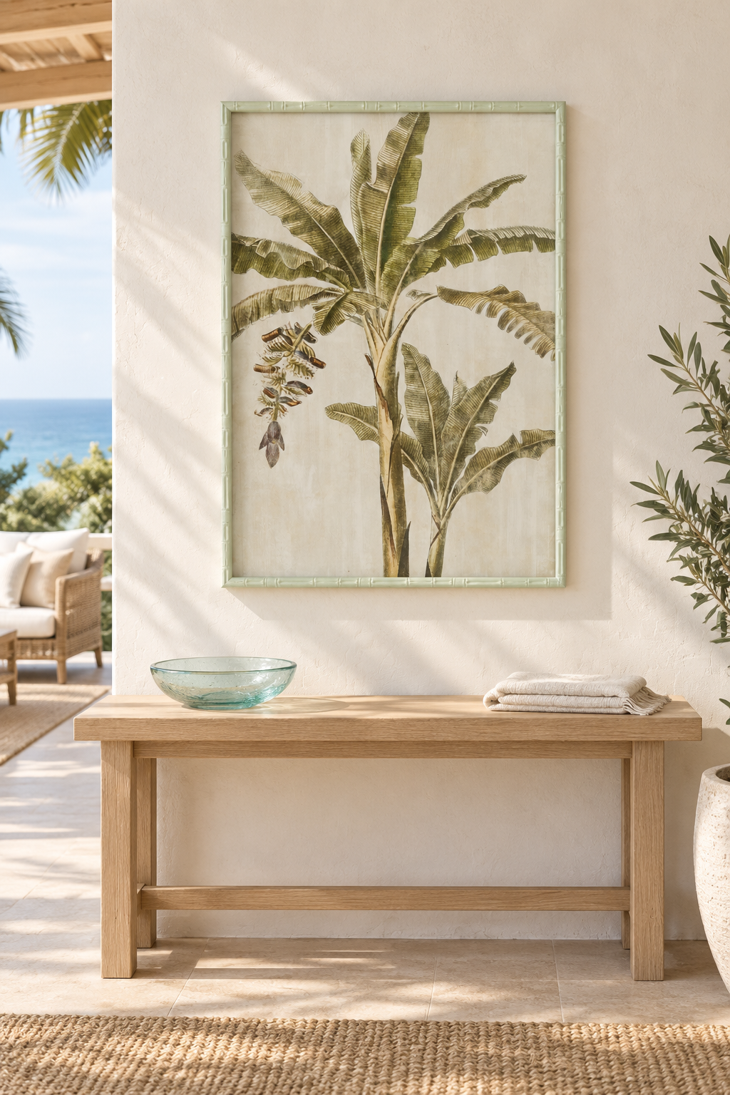 Tropical Grove Botanical Panel in a coastal interior