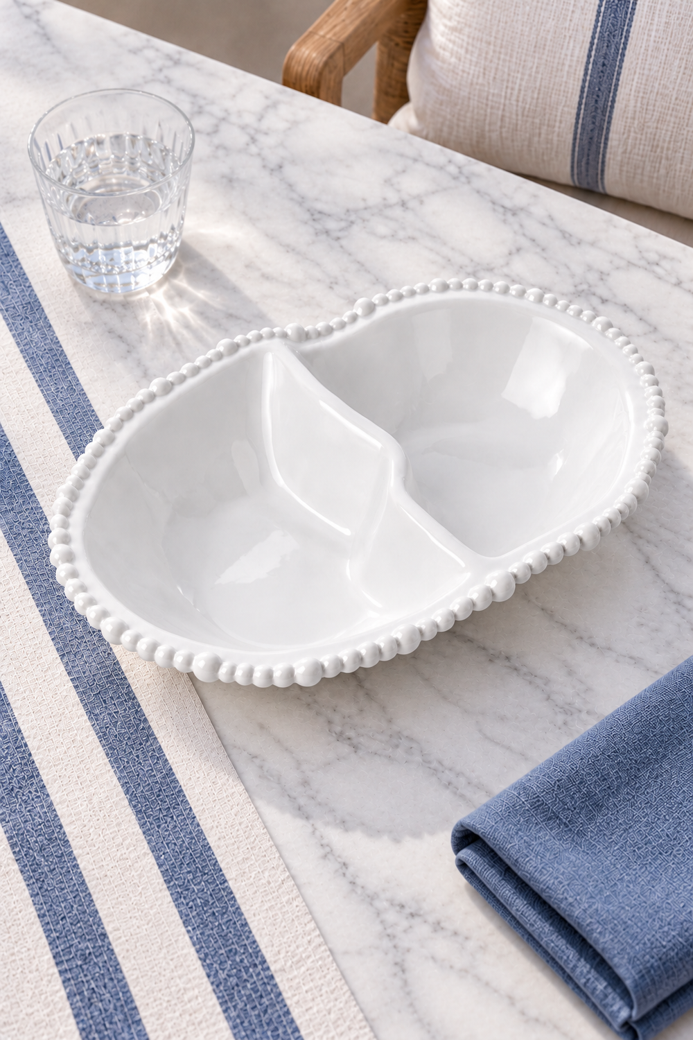 White Double Serving Bowl – Pearl Melamine