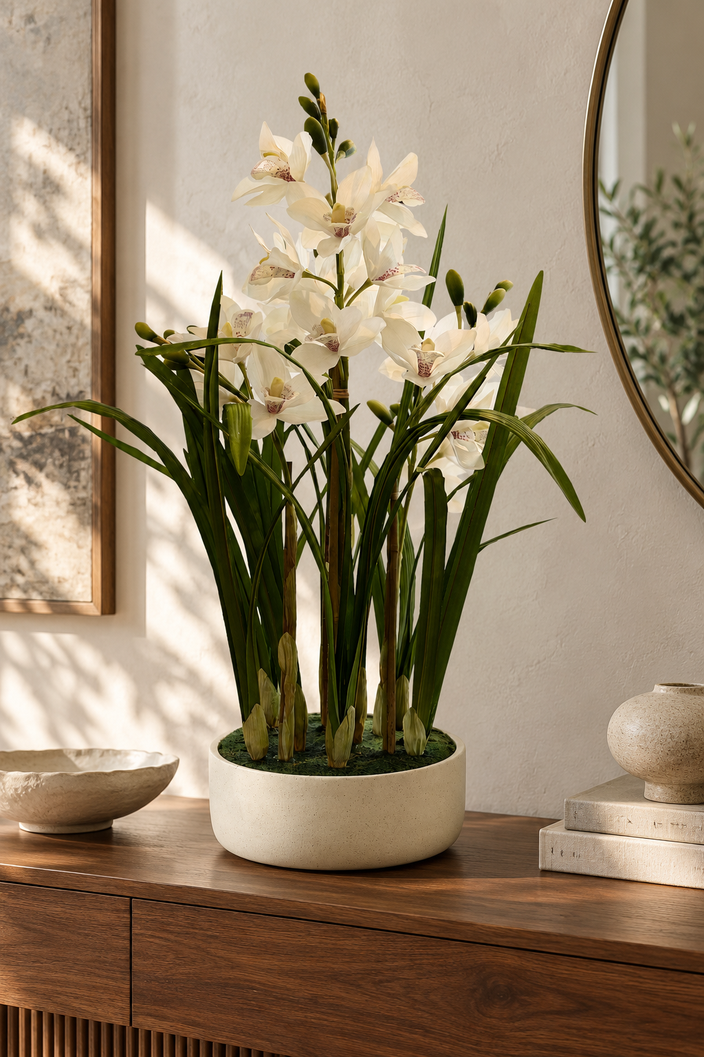 Cymbidium Orchid Pot - White - Magpie Style