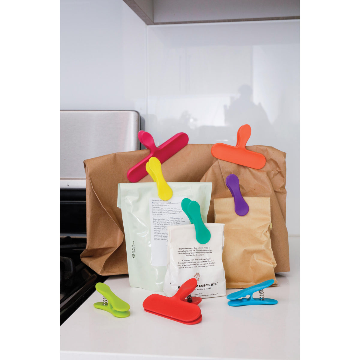Rainbow Bag Clips - Assorted Sizes, Set of 8 - 6