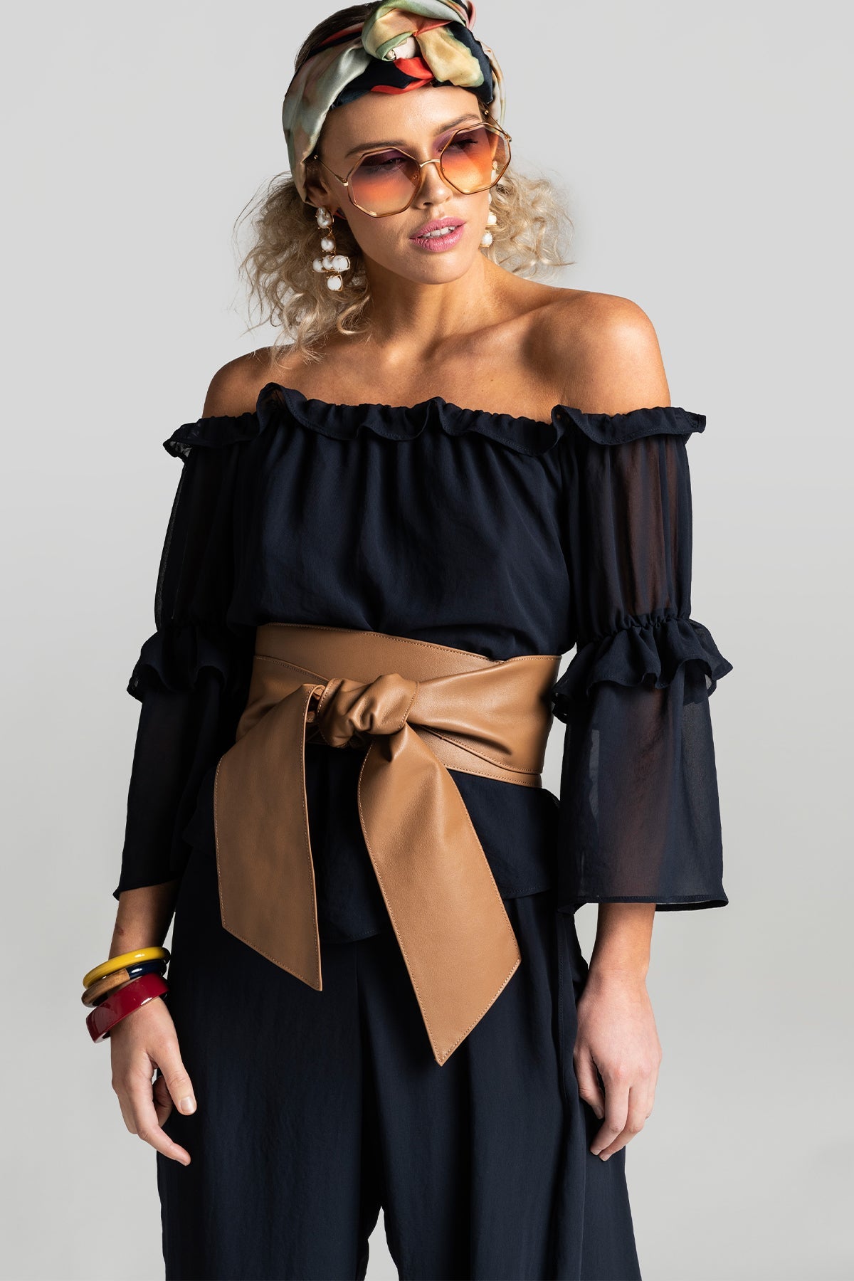 PAULA RYAN Soft Leather Wrap Belt - Tan - Paula Ryan