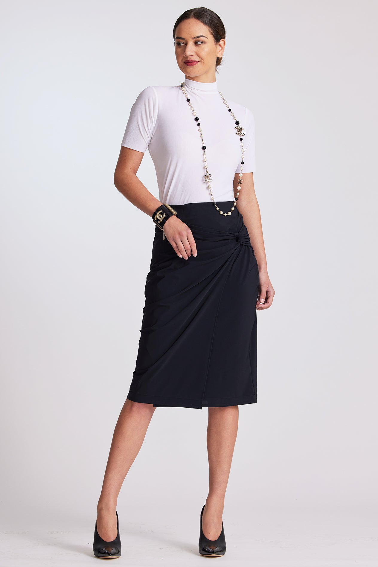 PAULA RYAN Short Twist Wrap Skirt - Black - Paula Ryan